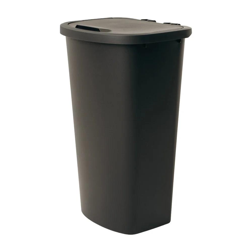 11 Gallon Rectangular Trash Can Plastic Wastebasket Flip Open Lid Durable Indoor Use Easy Clean Surface