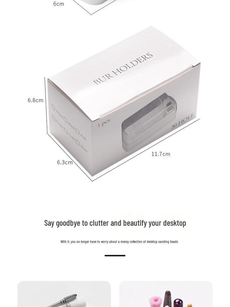 Cross-Border Manicure 30-Hole Grinding Head Storage & Cleaning Box