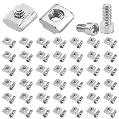 ABWR-T-Slot Nuts M5 Stainless Steel 50Pcs Set With Allen Screws, 6 Series 2020 T-Slot Ut Type B Connector
