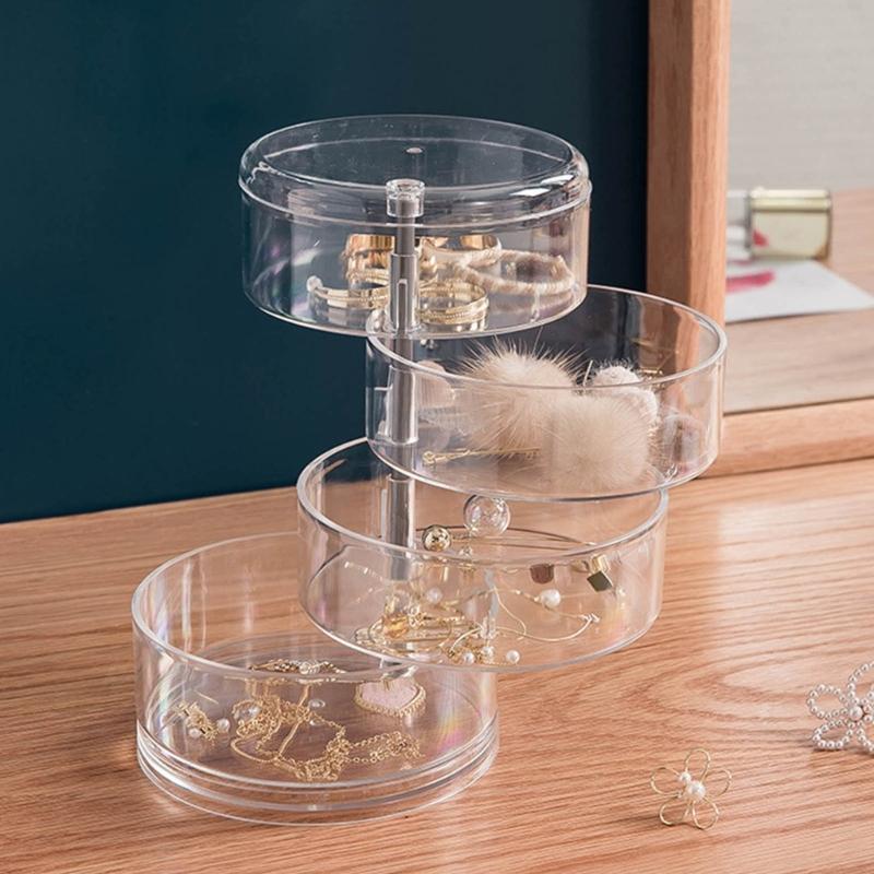 Practical Multilayer Clear Rotating Jewelry Box Case for Storing Displaying 3/4/5Tier Rotating Jewelry Holder Organizer