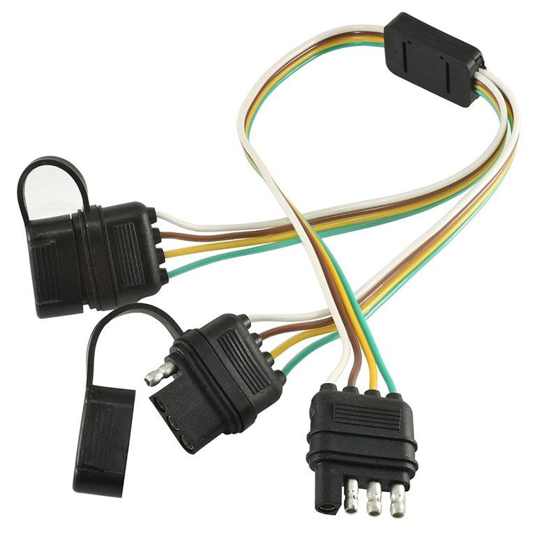 ABBP-For LED Tailgate And Trailer Lights Compatible 4 Pin Flat Y-Splitter Plug Adapter With Dual Output