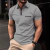 New Waffle-Pattern Men's Polo Shirt with Pocket and Turn-Down Collar