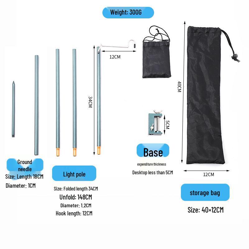 Ultra-Light Portable Aluminum Camping Table with Foldable Lantern Stand