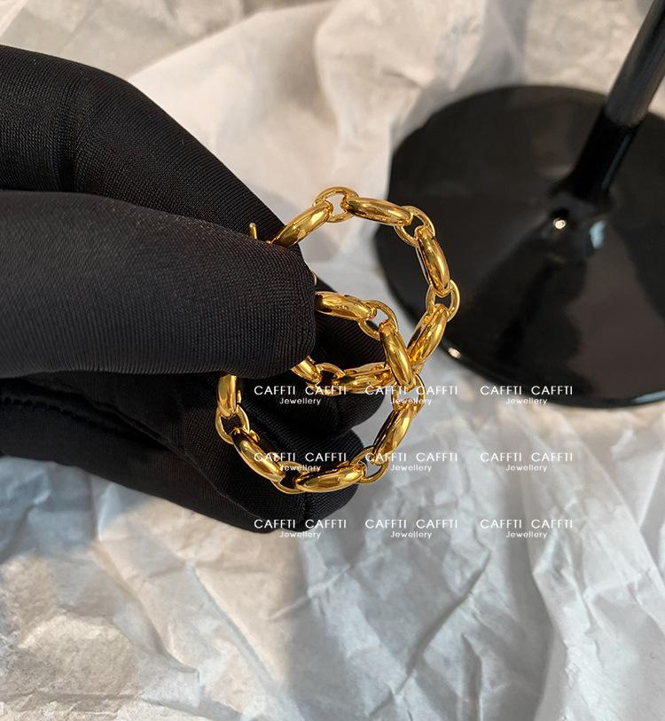 European-American Metal Style Pig Nose Chain Earrings: Women's Fashion, Versatile, Light Luxury, High-Quality Jewelry.