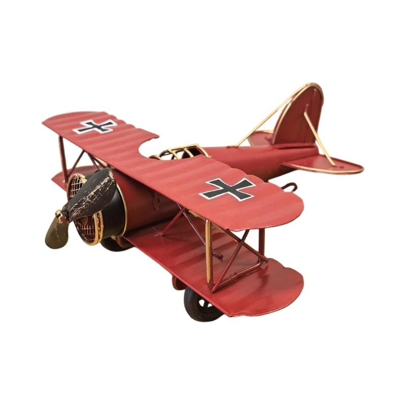 652F Metal Iron Aircraft Biplane Model Hanging Plane Handicraft Ornament Photo Props