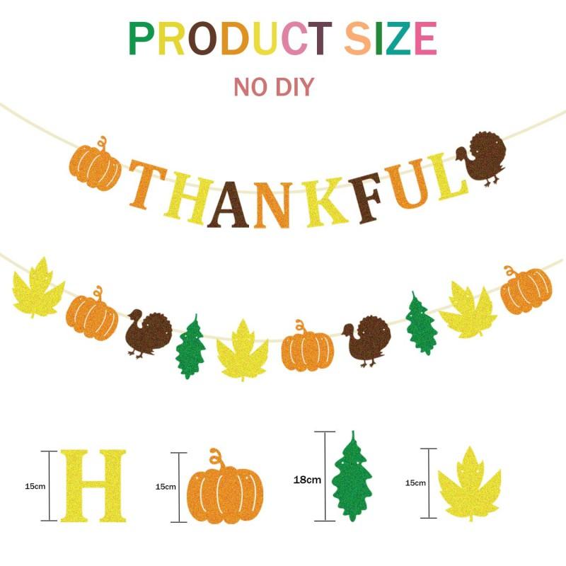 Thanksgiving Party Decorations Set With Maple Leaf Banners Hanging Flags Home Table Wall Decoration