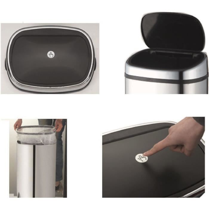 Poubelle de cuisine push - city - kitchen move - 58 l - ouverture simple pression - inox avec cerclage