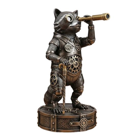 Steampunk Animal Explorer Statue Vintage Animal Desk Figurine Animal Sculpture with Gear