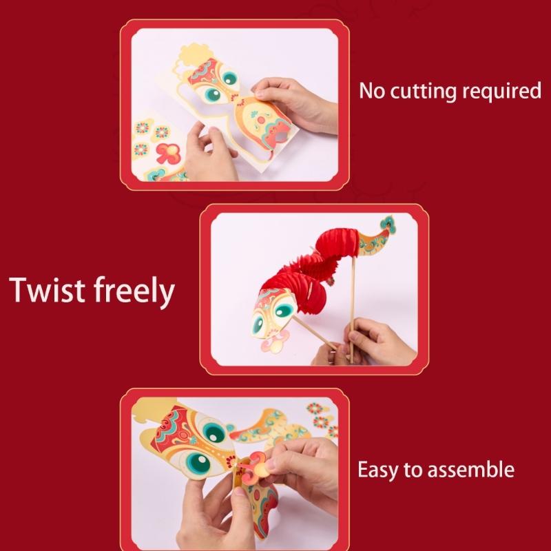 Chinese Snake Dance Craft Set Handmade 3D Snake Paper Puppet Set for Children Adult School Kindergarten