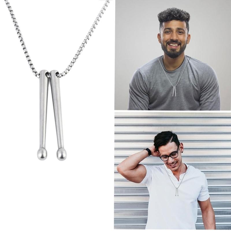 Edelstahl Silber Drumstick Anhänger Halskette Schmuck Ornament Zarte Schlüsselbeinkette Accessoire für Musikliebhaber