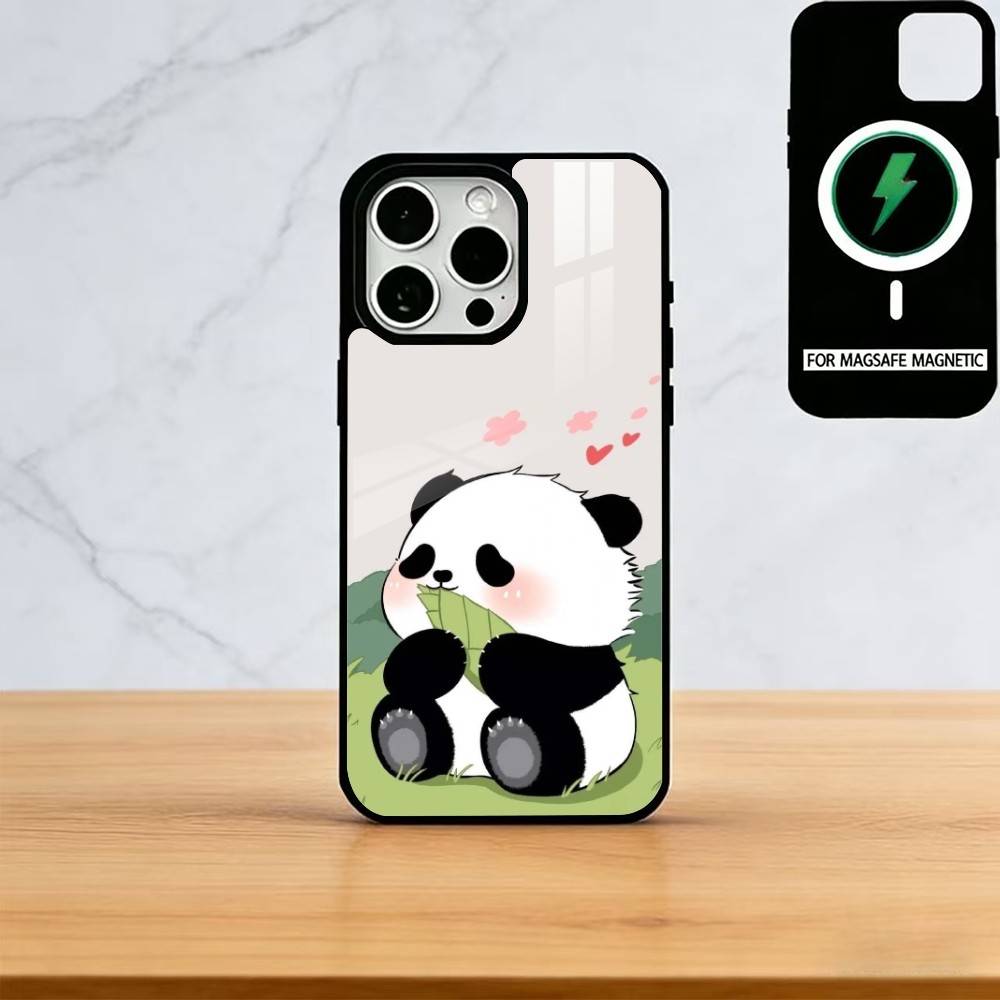 Cute Cartoon Animal Panda Phone Case For iPhone17,16,15,14,13,12,11 Plus,Pro Magnetic with Magsafe Wireless Charging