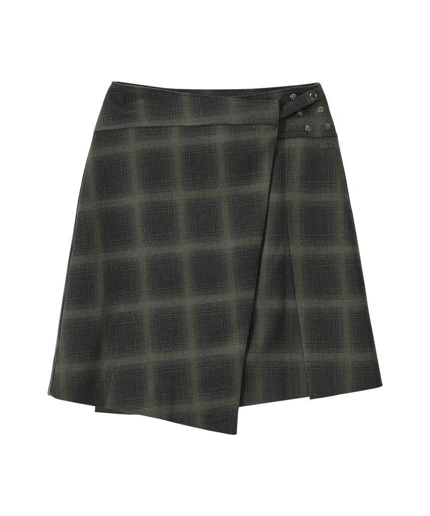 Biteoseljeu Jane Check Wrap Skirt-Khaki