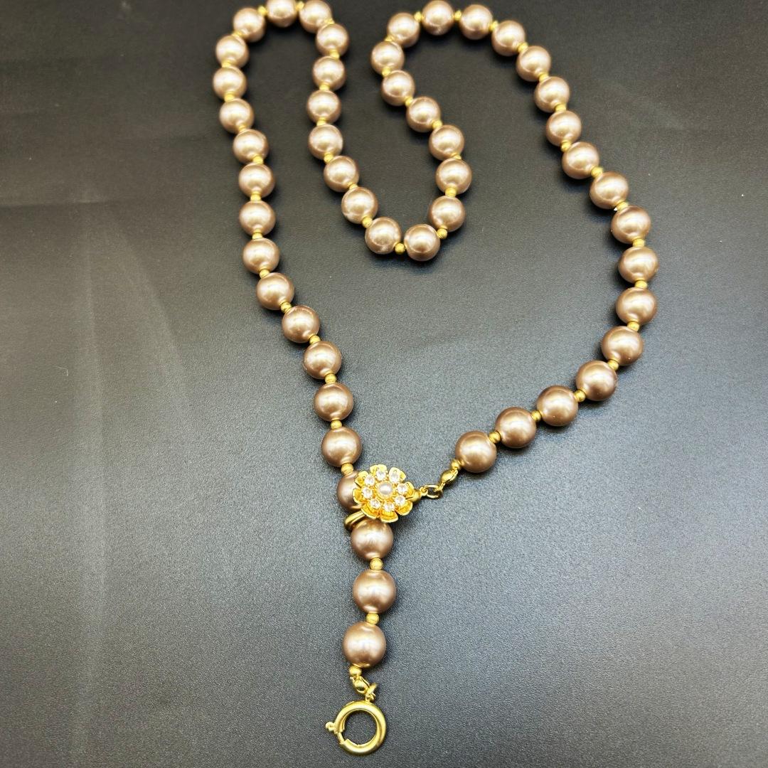 Medieval Vintage Vintage Marking Brooch Pearl Length Necklace Heavy Industry Quality Advanced Sense