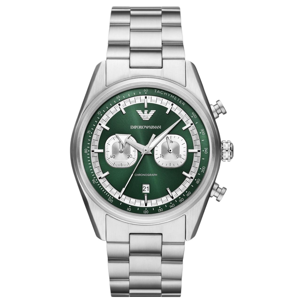 EMPORIO ARMANI Chronograph Stainless Steel Watch AR11637-CLG Green Dial