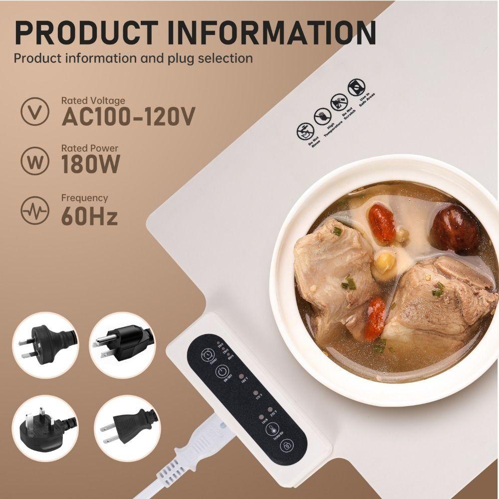 Foldable Food Warm Tray 3 Modes Silicone Food Warmer Mat Electric Insulation Board  Dining Table