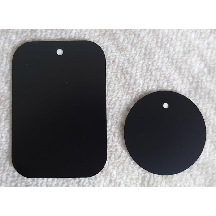 Generic Metal Plates for Magnetic Phone Mount - Premium 2pcs Uni Strong Adhesive Sticker (Round or Rectangular) (2 Rectangular 1.75 x 2.5 ), Black 1 Round and 1 Rectangular