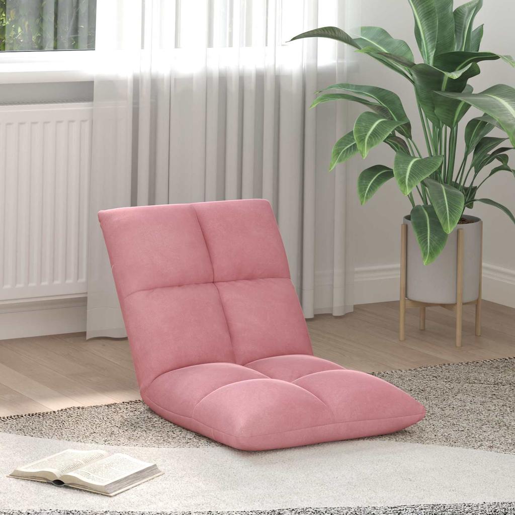 Adjustable Floor Chair Pink Velvet