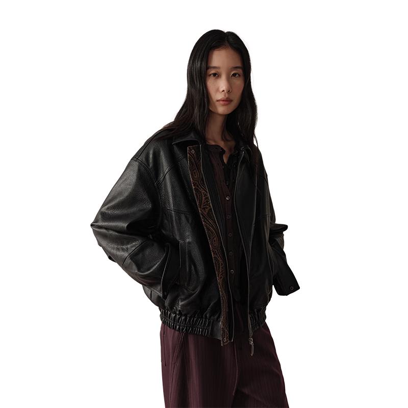 ZELENÝ PÁSEK Retro Faux Kožená Krátká Bunda