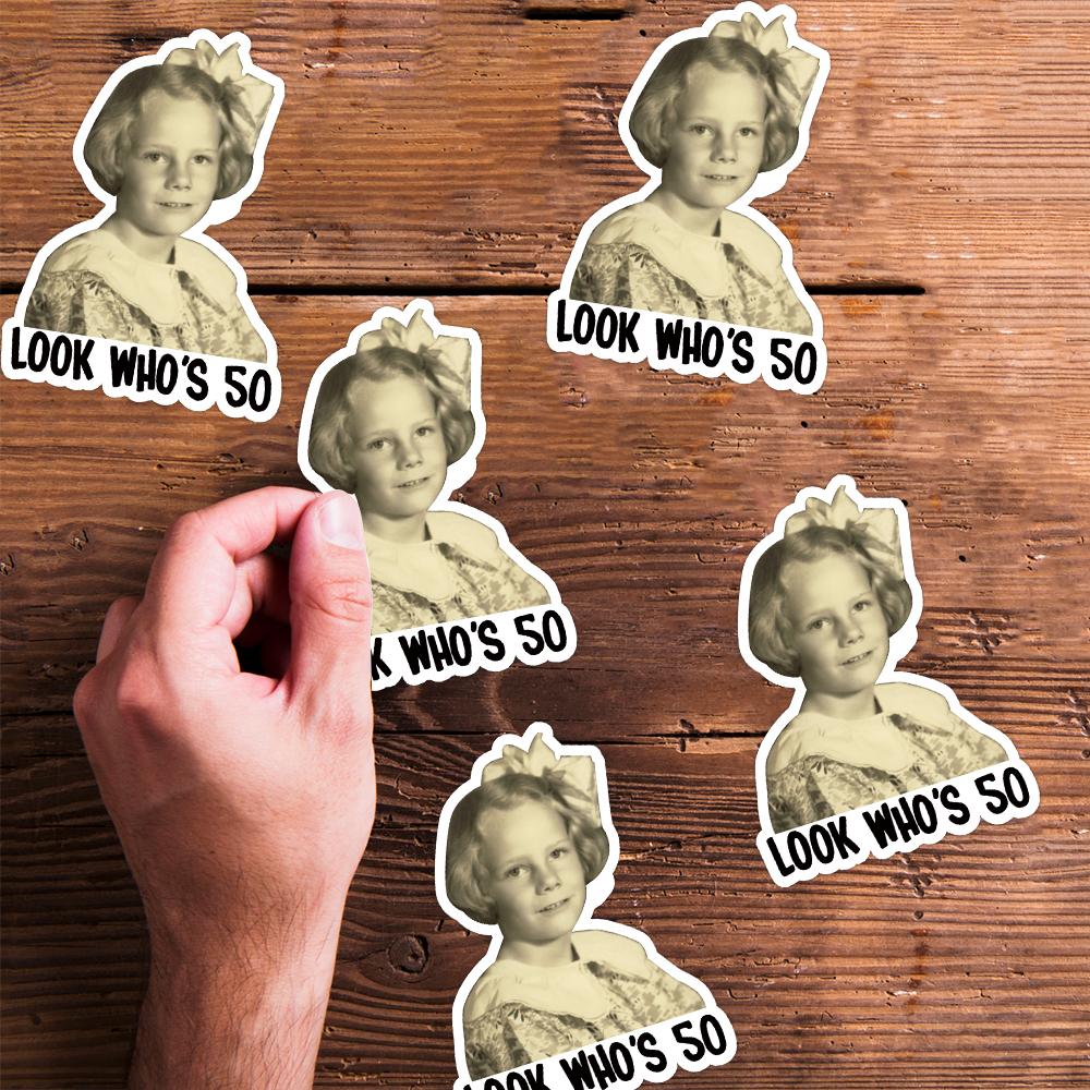 20pcs Custom Retro Face Stickers Personalized Funny Birthday Photo Stickers Retro 30th 40th 50th 60th Birthday Party Decorations