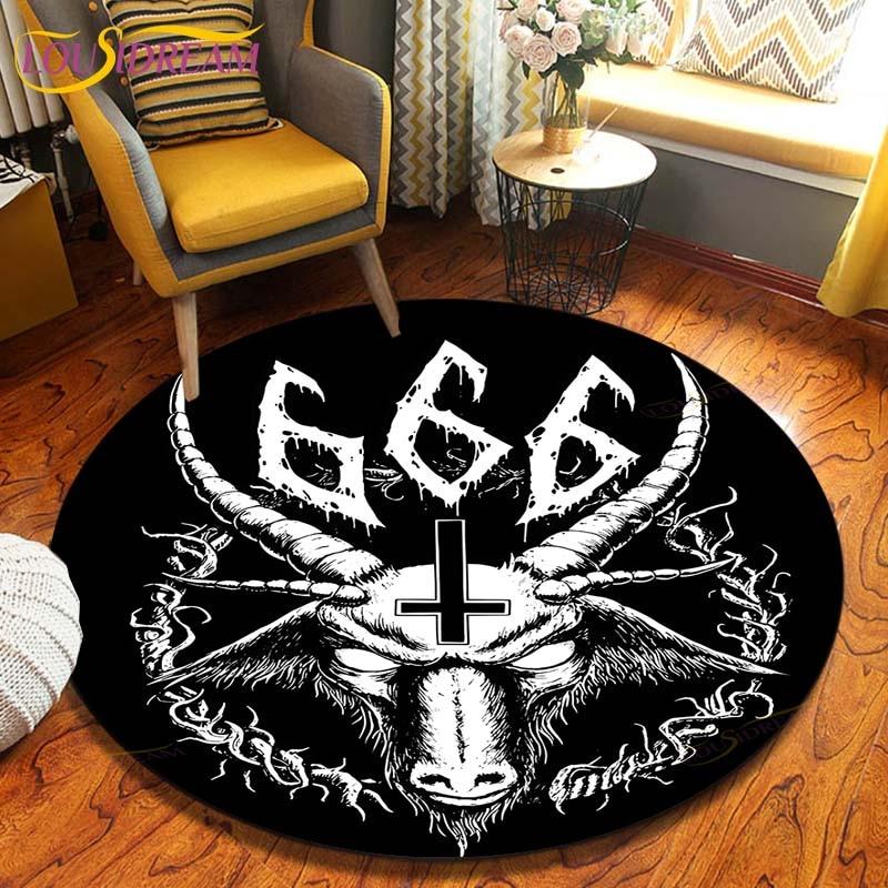 Satan Skull 3D Print Waterproof and Non-slip Circle Cute Floor Rug Round Area Rugs Living Room Children Chair Tent Carpets