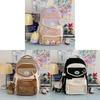 School Girl Nylon Backpack With Design And Multicompartment For Students