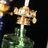 L555 Retro Lotus Kerosene Lamp Head with Metal Regulator, Glass Shade, and Wick