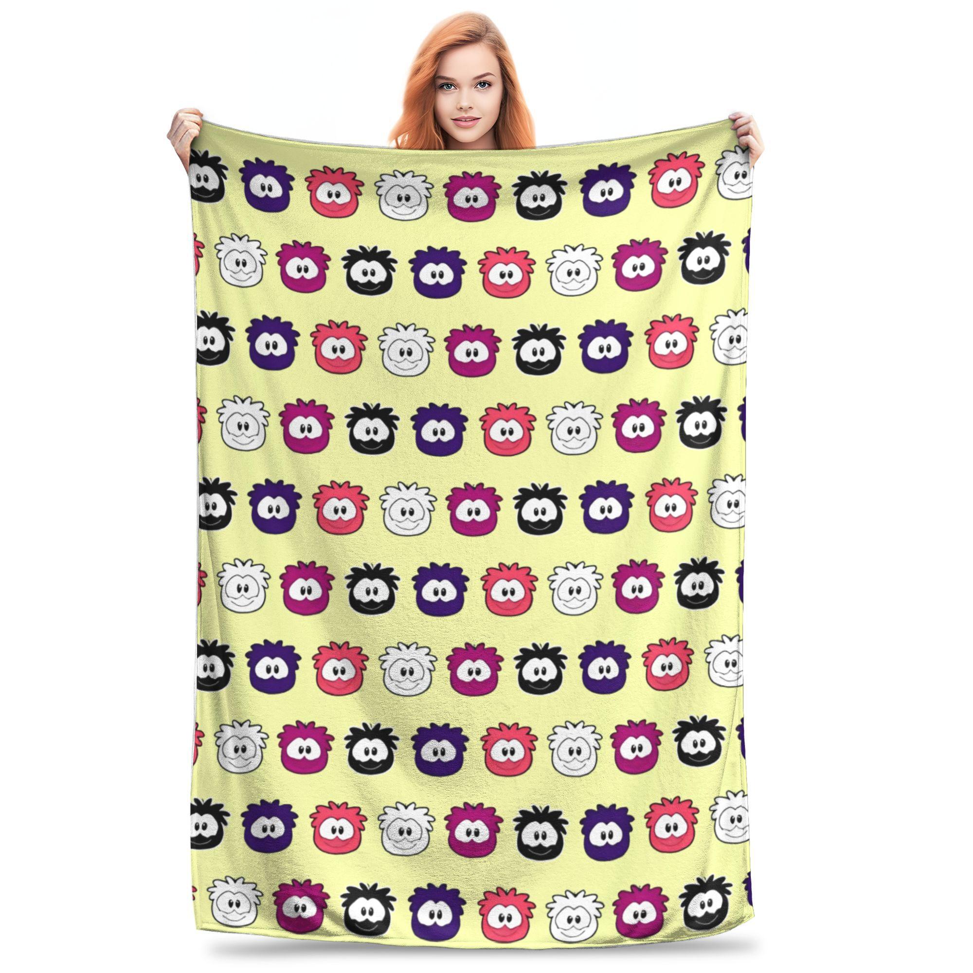 

New Style Puffles Pattern Club Penguin Knitted Blankets Fleece Super Warm Throw Blankets for Car Sofa Couch Bedspread 30x40in