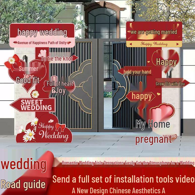 Creative Wedding Aisle Runner Sign - Outdoor Decor for Courtyards and Gardens Romantic Wedding Welcome Sign 01