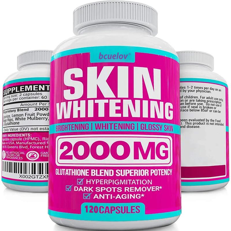Bcuelov Glutathione Skin Brightening Capsules, 2000mg Blend, 120 Veggie Capsules for Glow & Skin Support