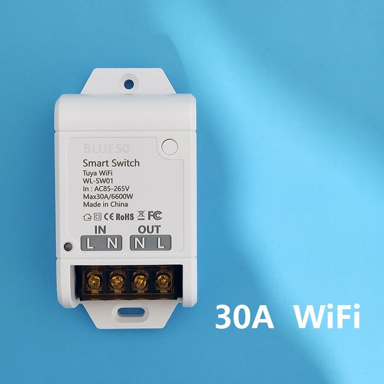 Tuya 30A High-Power WiFi Smart Switch with Remote Control and Voice Activation