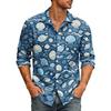 Men's Loose Fit Long Sleeve Shirt Vintage Style Casual Button Down Shirt with Spread Collar Suitable for Spring and Autumn