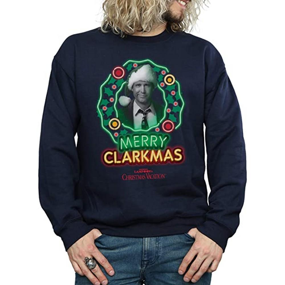 National Lampoon´s Christmas Vacation Mens Greyscale Clarkmas Christmas Sweatshirt