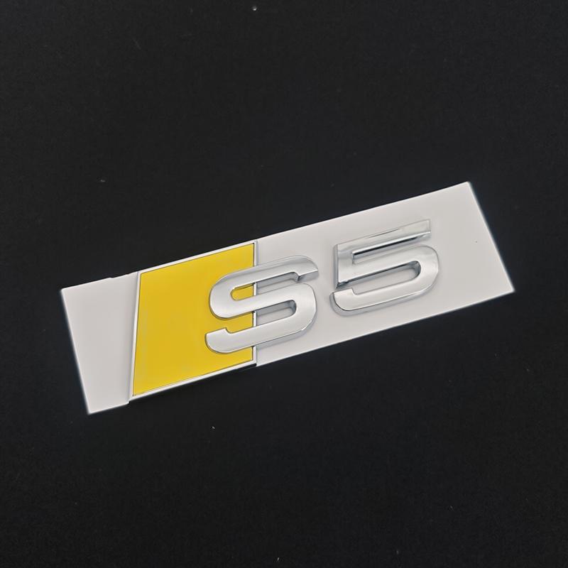 3D ABS Blue Yellow Chrome Car Rear Trunk Emblem Badge Decal For qwe1 S3 8V 8Y 8P S4 B5 B8 B9 S5 Logo Sticker Accrssories