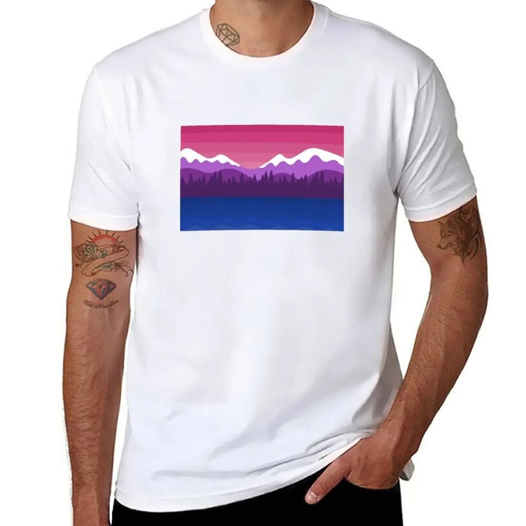 Bisexual Pride Mountainous Landscape T-Shirt sublime hippie clothes new edition t shirts for men graphic
