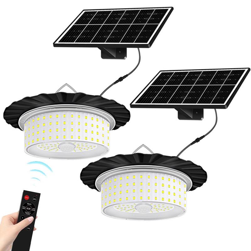 244 LED Solar Pendant Light with Remote Control 5 Modes Motion Sensor Solar Shed Barn Light IP65 Waterproof Indoor Outdoor Hanging Solar Lights