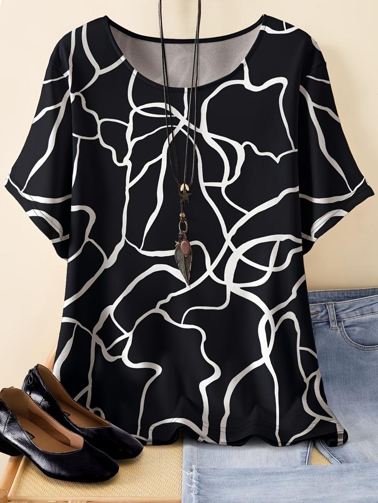 Vintage Women's Casual Loose T-Shirts Printed T-Shirt Fashion Tops Short Sleeves Tees O-Neck Oversized T-Shirt Female Clothing