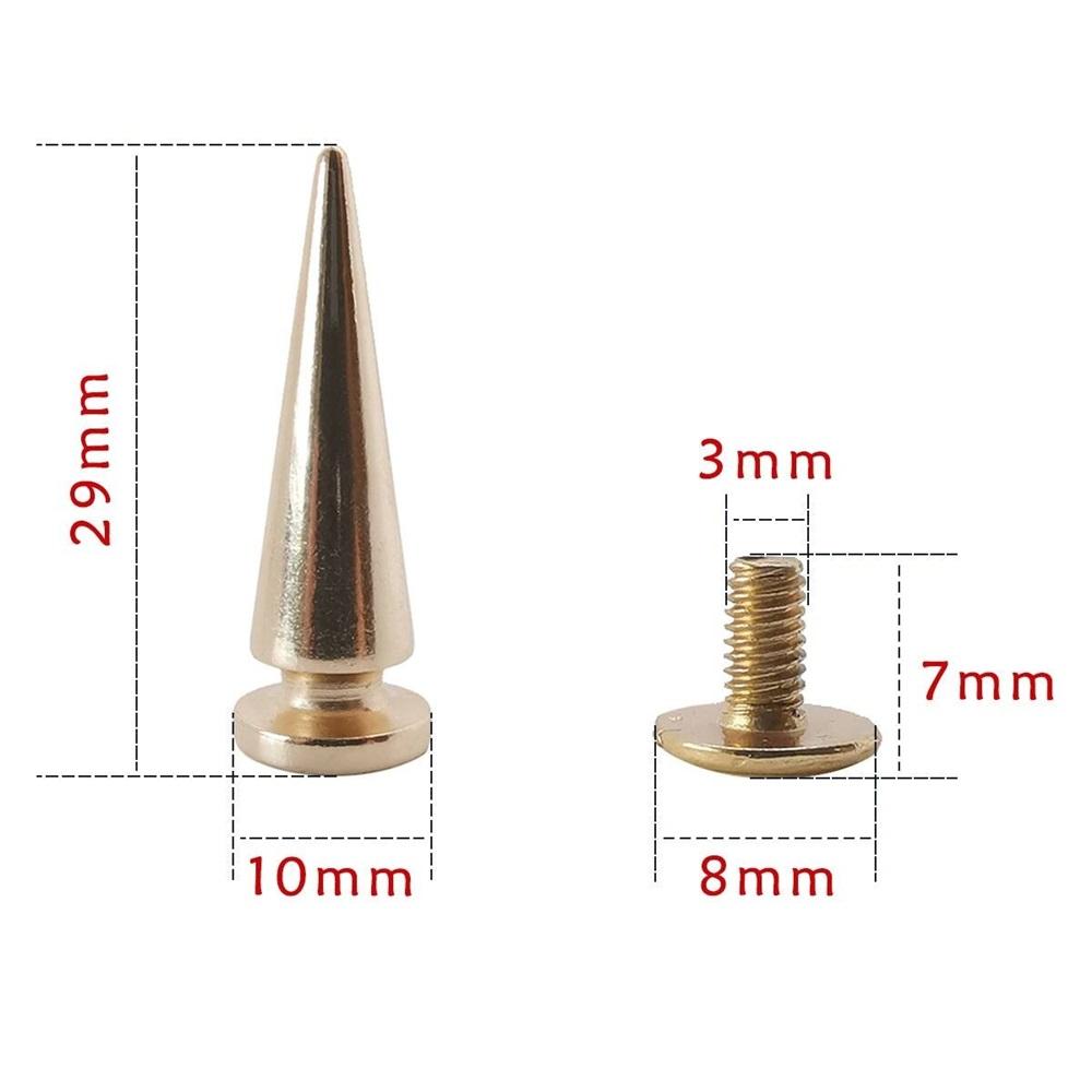10 Sets Copper Bullet Rivets With Metal Screws – 10x26/29mm For Leather Crafts, Bags, Jeans, Canvas – 5 Colors (Green/Red/Bronze/Gold/Silver)