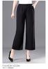 Elastic Waist Summer Pants for Middle-Aged & Elderly Women - Loose, Straight, Nine-Point Casual Style