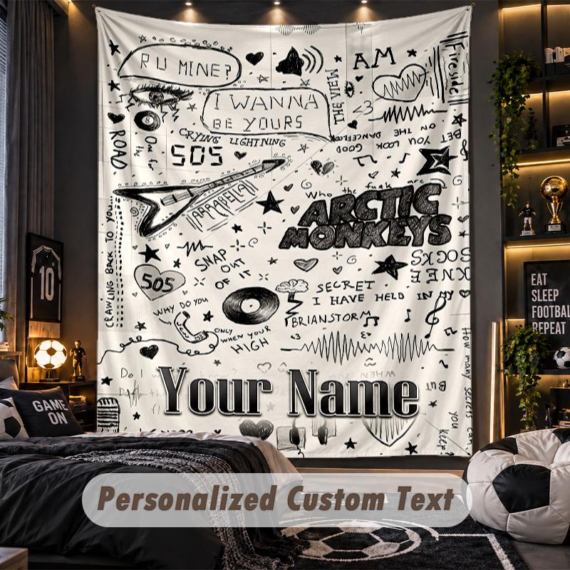 Personalized Wall Tapestry,Arctic Monkeys Custom Printed Name, Fabric Wall Art For Indoor Room Backdrop