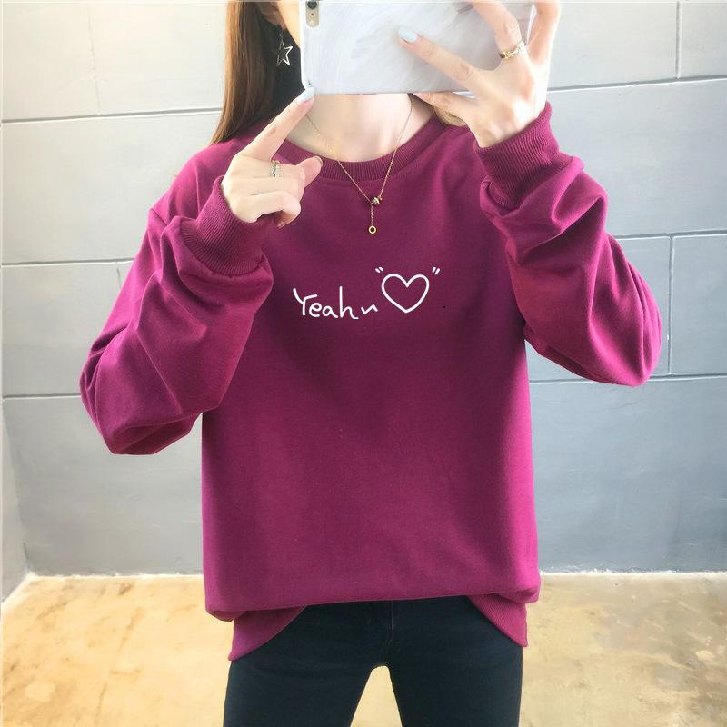 Autumn Light Sweatshirt Women, Printed Tops, Round-neck Plate-size Women's Coats