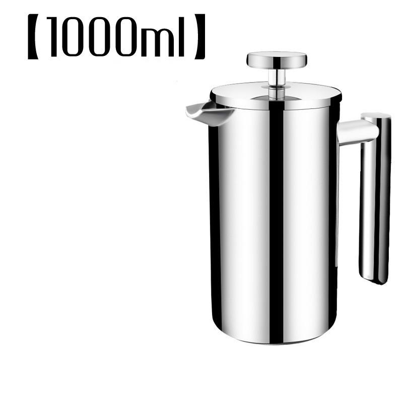 1000 ml Nerezová ocel 304 dvouvrstvá french press konvice na kávu větší kapacita Ruční kávovar