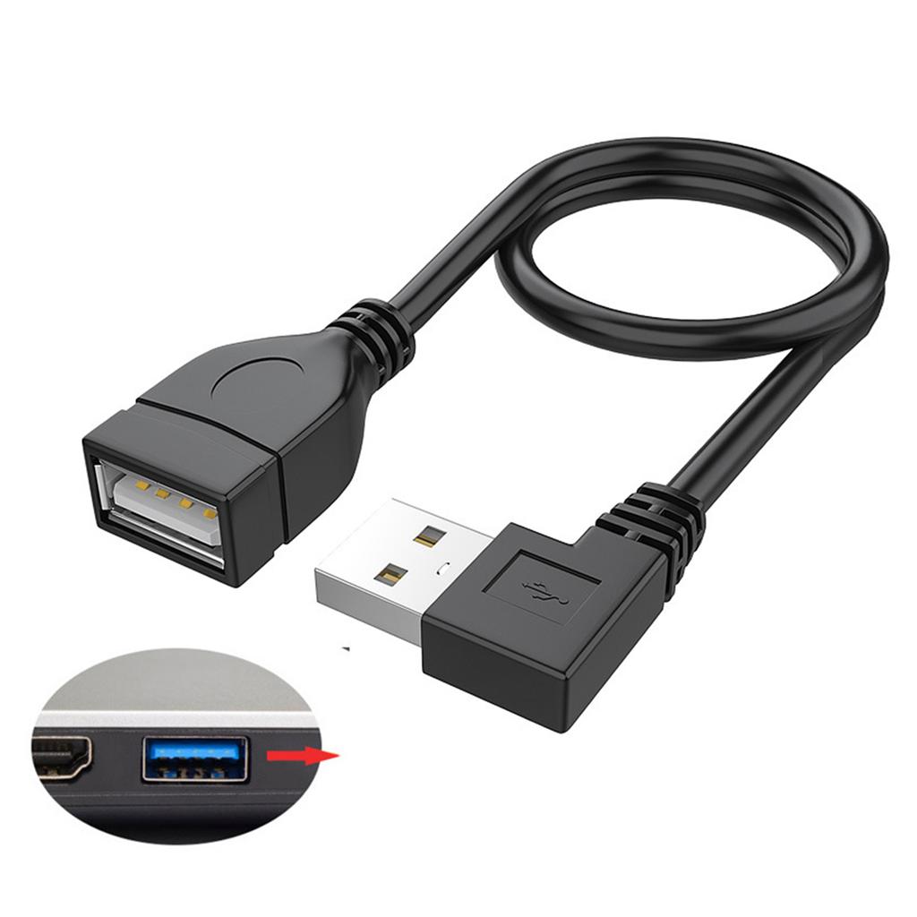 USB 2.0 Extension Cable 480Mbps 90 Degree Right/Left/Up/Down Angles Charging Cable Space Saving Black