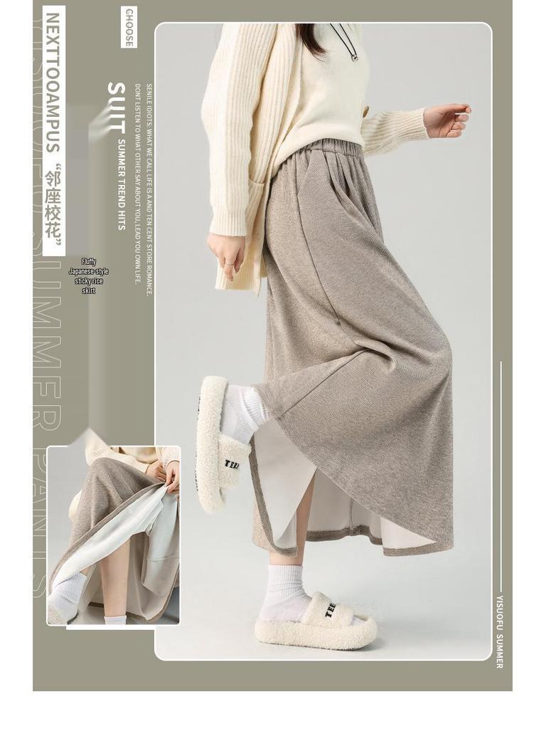 Women's High Waist Gray A-Line Skirt - Early Spring 2026 Collection, Slimming Mid-Length Design