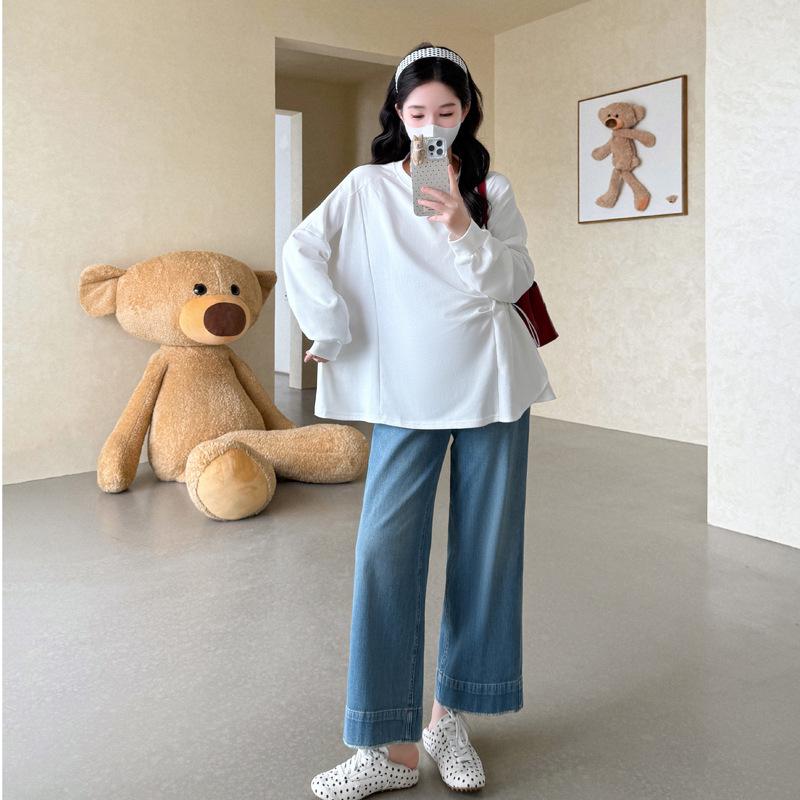 2026 Spring/Autumn Maternity Loose Round Neck Irregular Long Sleeve Hoodie L