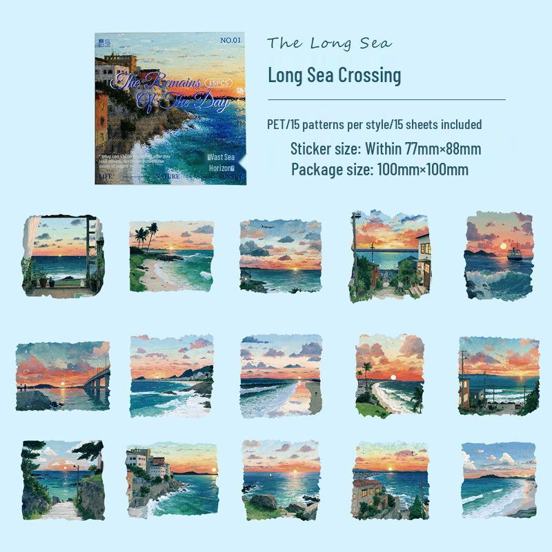 Yi Niao Long Day Will End Series Sticker Pack - 15 Sheets, 6 Styles, DIY Journal Decoration