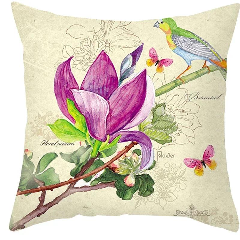 45x45cm Hot Selling Flower Ink Painting Polyester Pillowcase Cushion Cover Sofa Cushion Cover Home Pillowcase Decoration