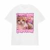 Tummy Ache Survivor Funny Cat Meme Graphic T Shirts for Unisex Women Fashion Retro Cartoon Humor T Shirt Streetwear Tshirts