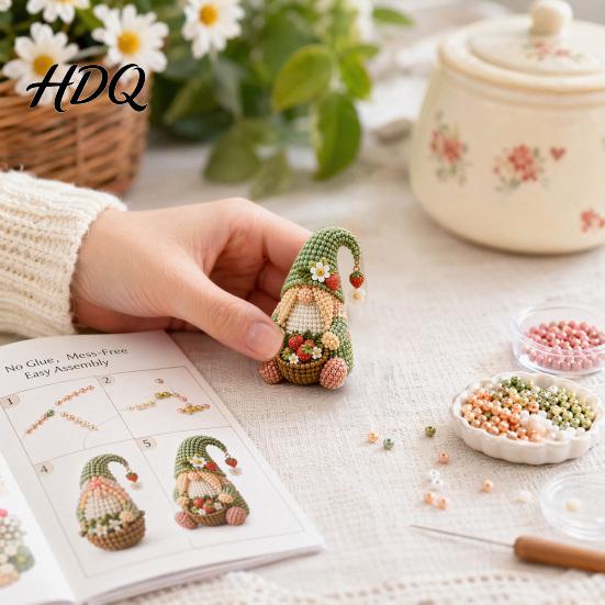 Bead Crafting Set Gnome Craft Kit Tiny Beaded DIY Cute Kit Art for Adults Teens Unique Home Decor Handmade Gift Creative Decoration