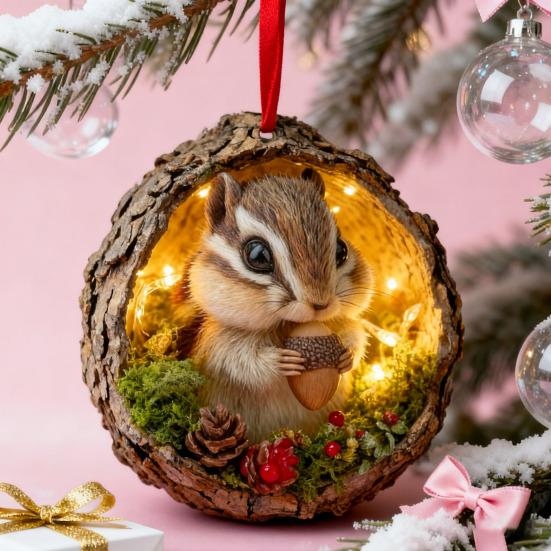 Yousheng Forest Animal Christmas Ornaments 2D Acrylic Woodland Creature Hanging Ornament Gift for Nature Lovers
