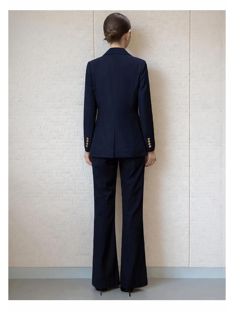 Ensemble 3 pièces pour femme en laine australienne: Blazer, gilet et pantalon évasé haut de gamme printemps/automne